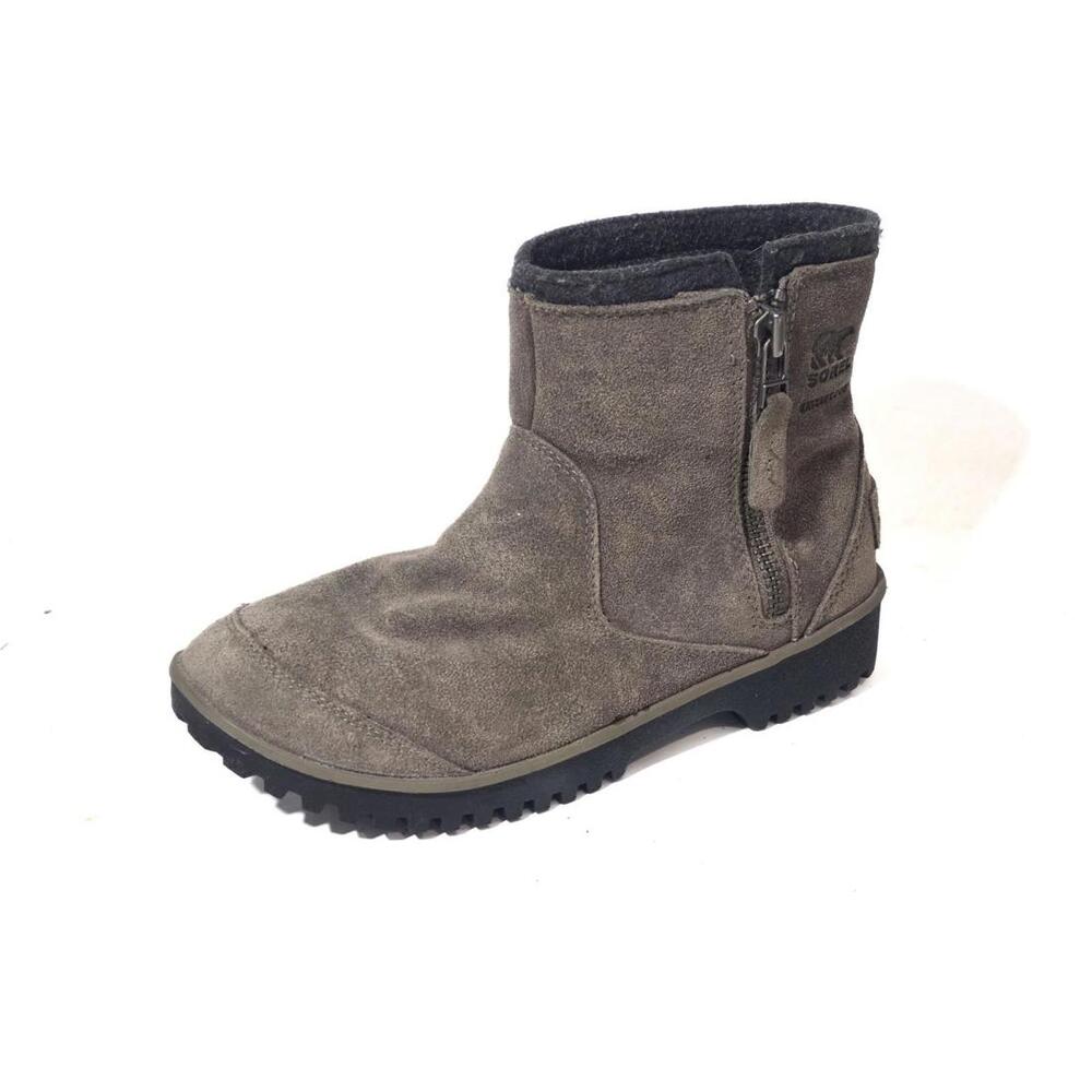 sorel meadow boots leather side zip up bootie boots distressed sz 6